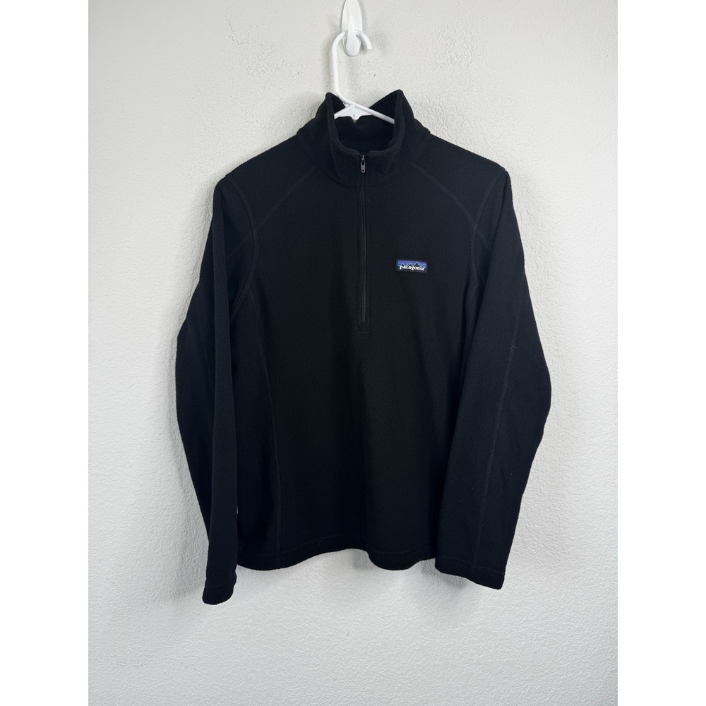 Patagonia 1/4 Zip Fleece Pullover Black Women's‎ M Layers Outdoor *Logo